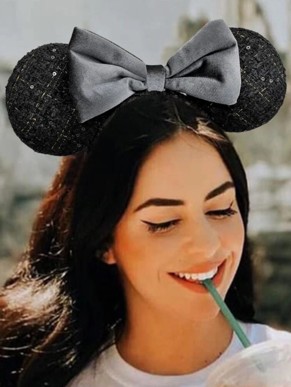 NWT DISNEY PARKS Japan Tokyo Disney Resort Black Bow Mickey Minnie Ears Headband